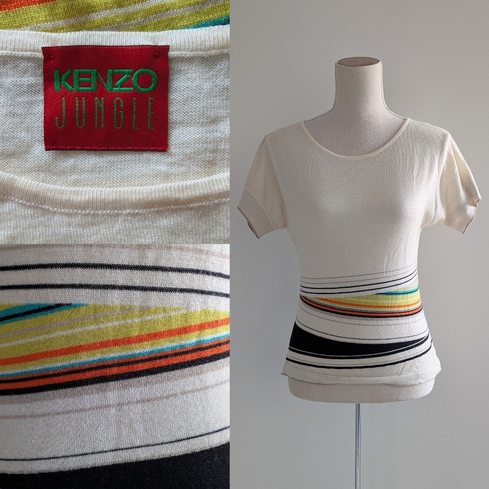VTG Kenzo Jungle Striped Knit Top